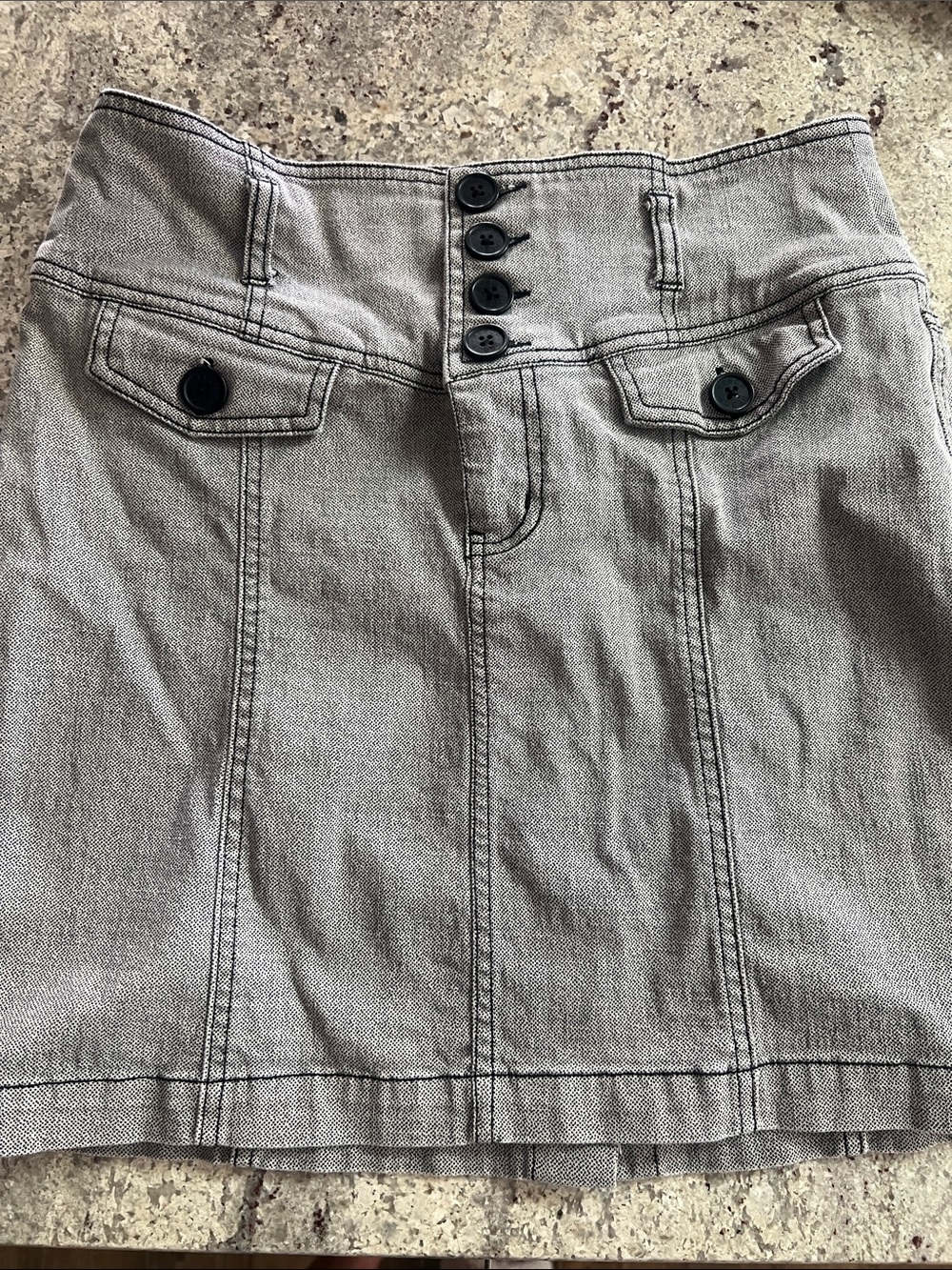 BeBop Grey High-Rise Button-Front Mini Skirt